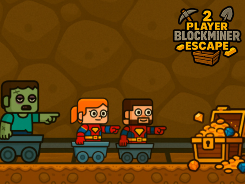 Permainan 2 pemain blockminer melarikan diri secara online
