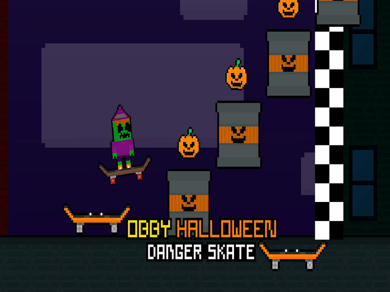 Permainan Obby Halloween Danger Skate secara online