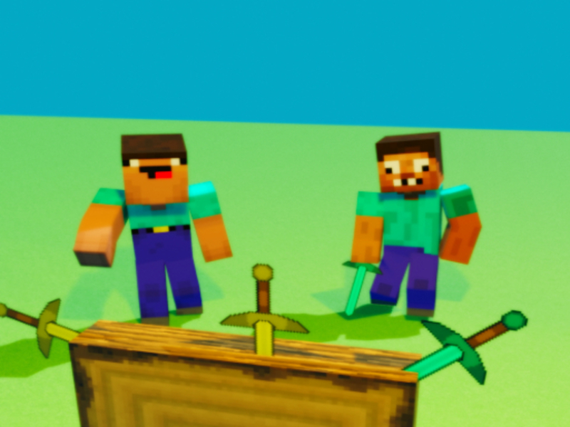 Permainan Noob vs pro tapi pisau menabrak minecraft secara online